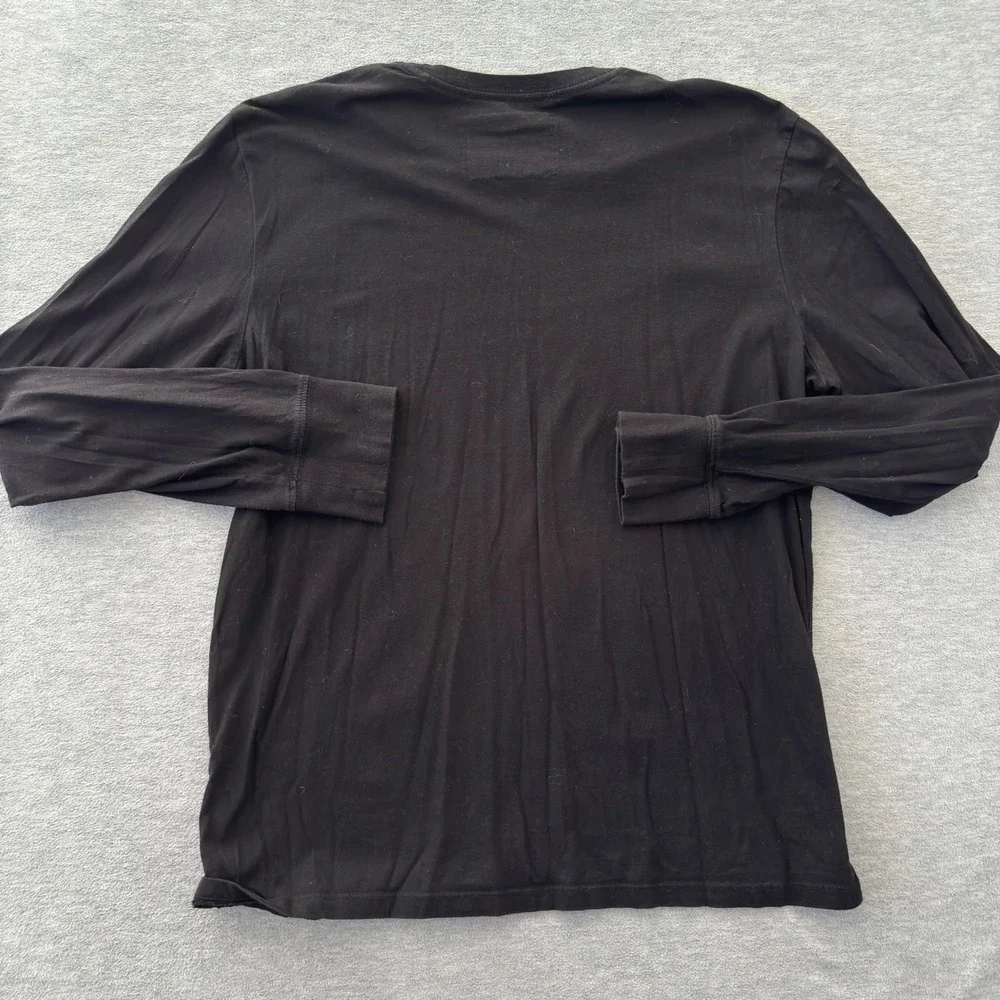 True Religion Mens XL Long Sleeve T-Shirt Black Lime Green Logo Cotton Tee